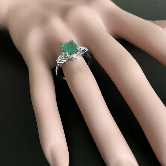2.40Ct Natural Emerald & Diamond 14KW Gold Ring